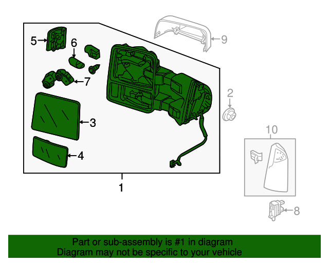 09-12 F250 F350 Heated Power Everything Towing Mirror 9C3Z17683MA