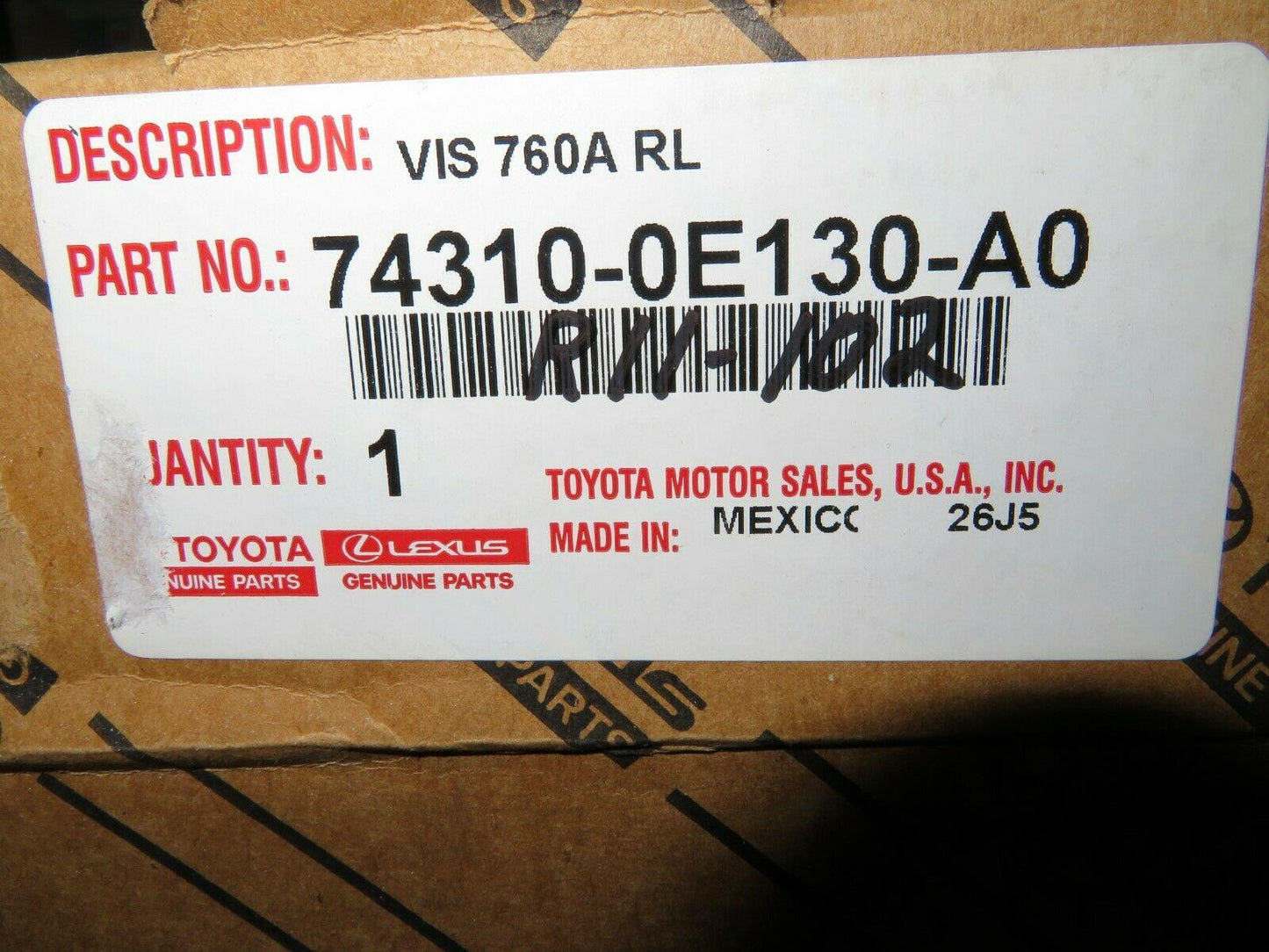 16-20 RX350 RX450h Right Sun Visor Ivory Lighted 743100E130A0