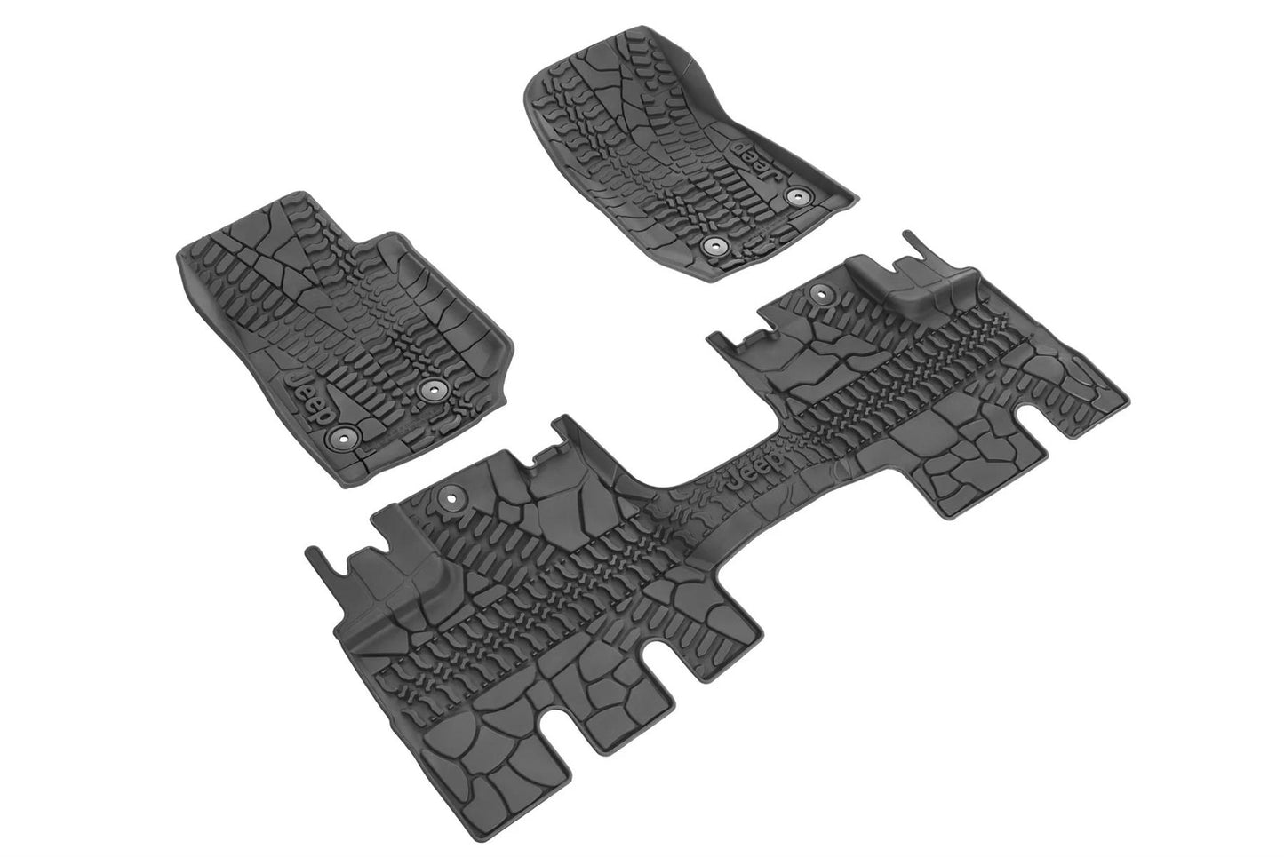 14-18 Wrangler 1st & 2nd Row All Weather Floor Mats w/ Logo 82213860