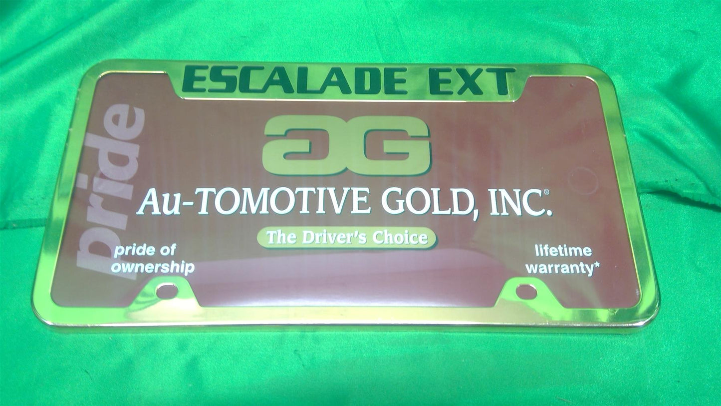 Escalade EXT 23K Gold Plated Etched Metal License Plate Frame 1854416039