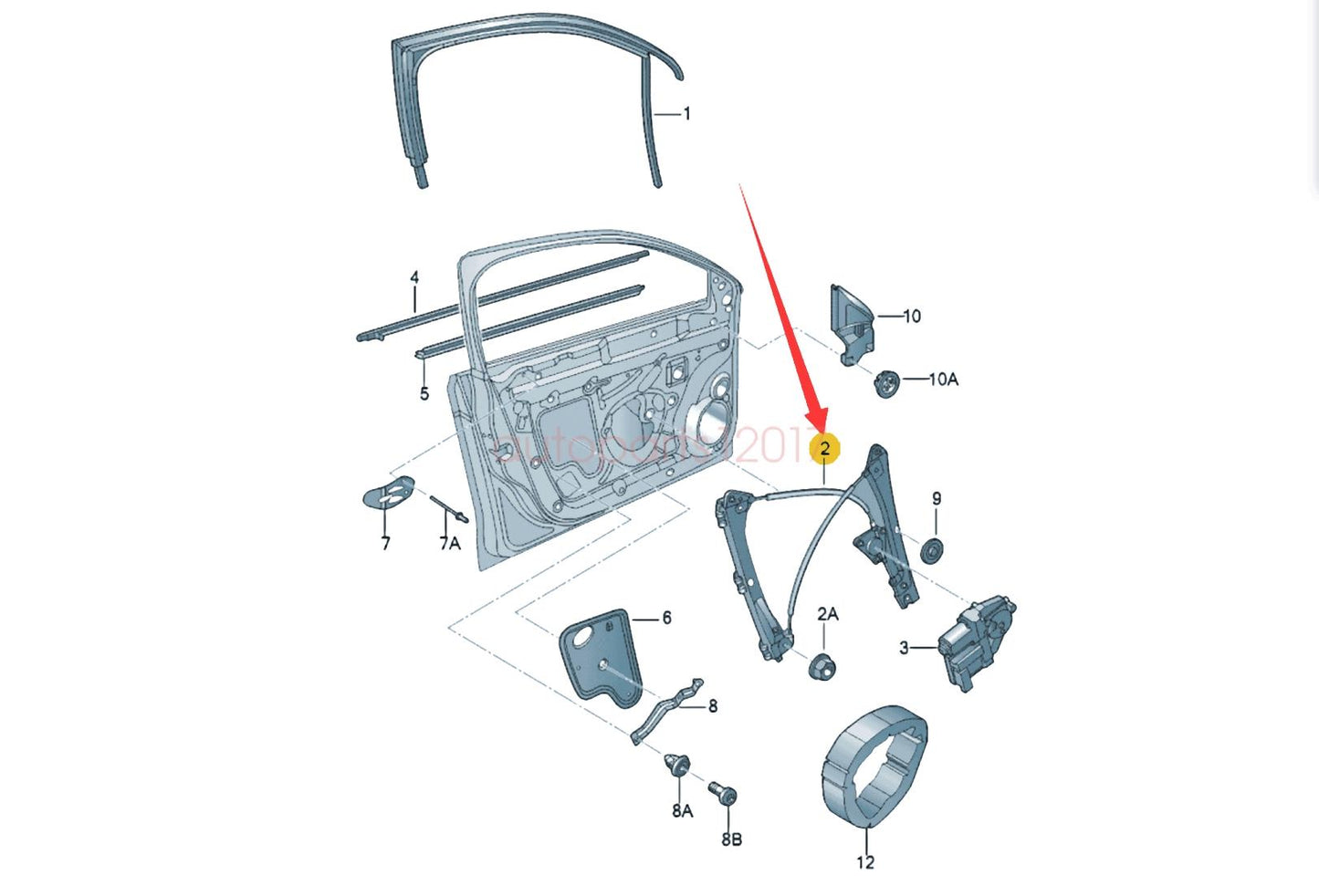 11-18 Jetta Front right Windows Regulator-No Motor 16D837462A