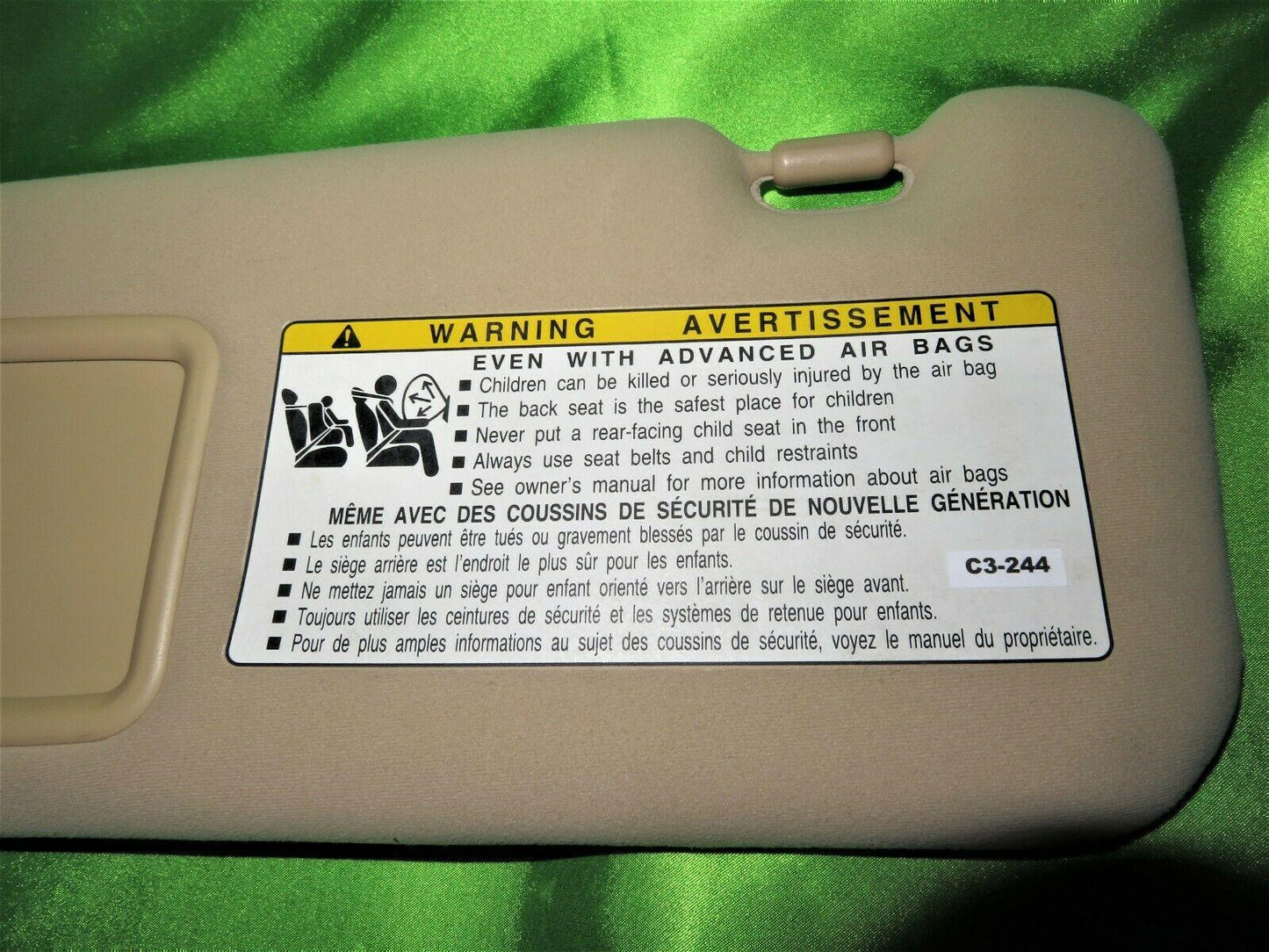 10-12 ES350 Left Sun Visor Lighted Ivory 7432033A41A1