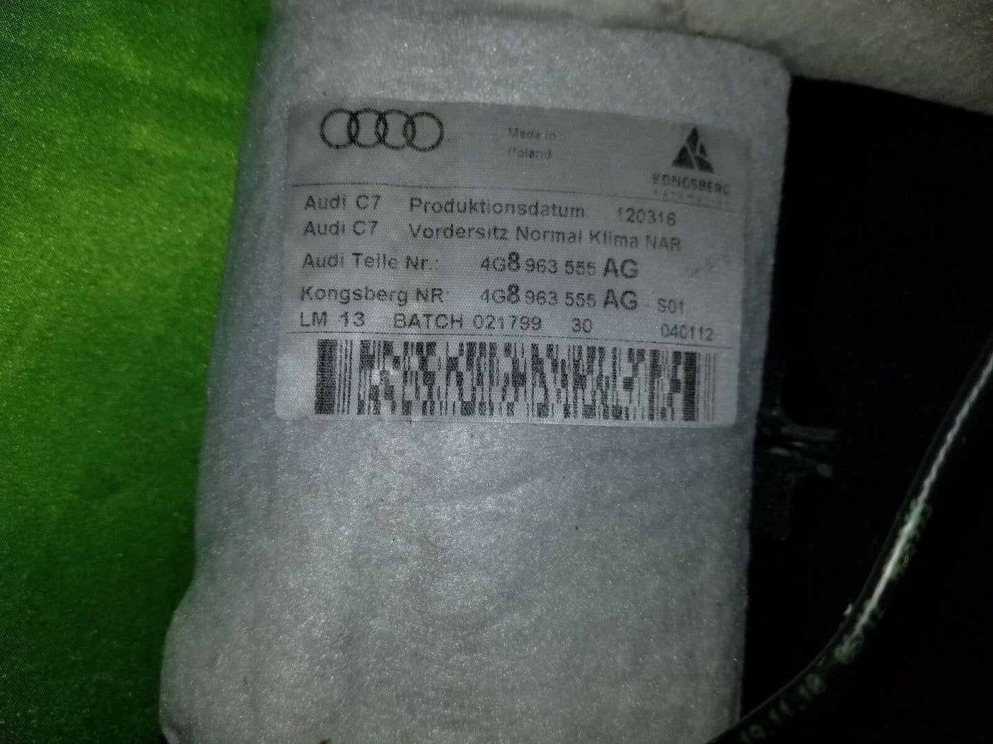 12-18 A6 A7 S6 S7 R Fr Lower Heated Seat Cushion 4G8898522AC