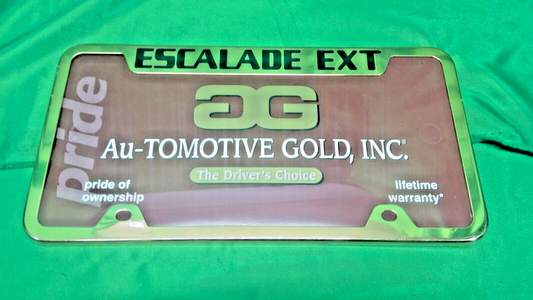 Escalade EXT 23K Gold Plated Etched Metal License Plate Frame 1854416039